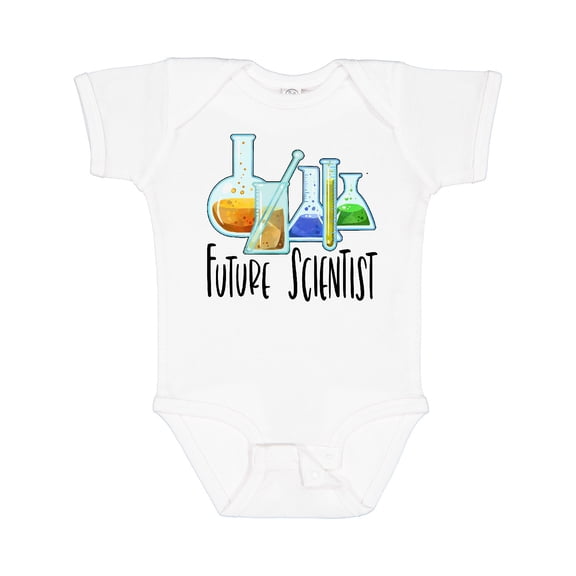 Inktastic Future Scientist with Beakers, Test Tubes and Formulas Boys or Girls Baby Bodysuit