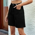 thumbnail image 4 of Womens Jean Shorts Knee Length Trendy Y2k High Waisted Wide Leg Casual Summer Shorts with Pockets Black XL, 4 of 8