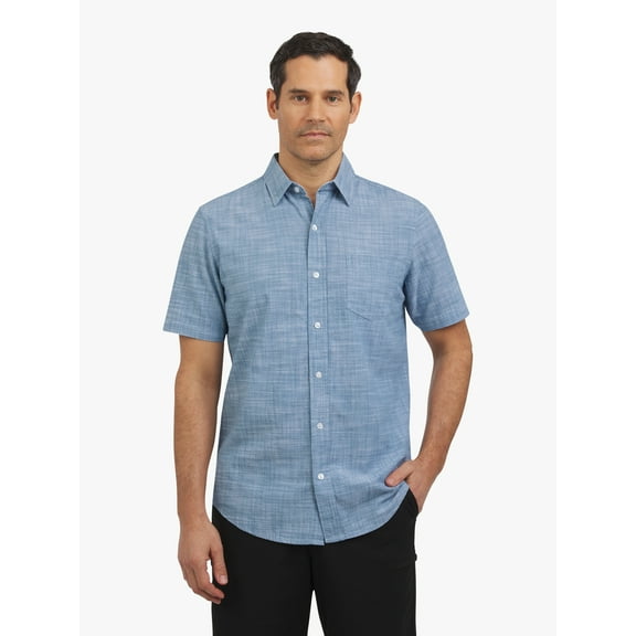 Chaps Men's and Big Men's Short Sleeve Chambray Woven Shirt, Sizes S-3XL