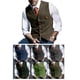 thumbnail image 4 of Chaleco De Un Solo Pecho Con Cuello En V Patrón De Cuadros Chaleco Casual De Moda Delgado Para Hombres Caqui XXL, 4 of 5