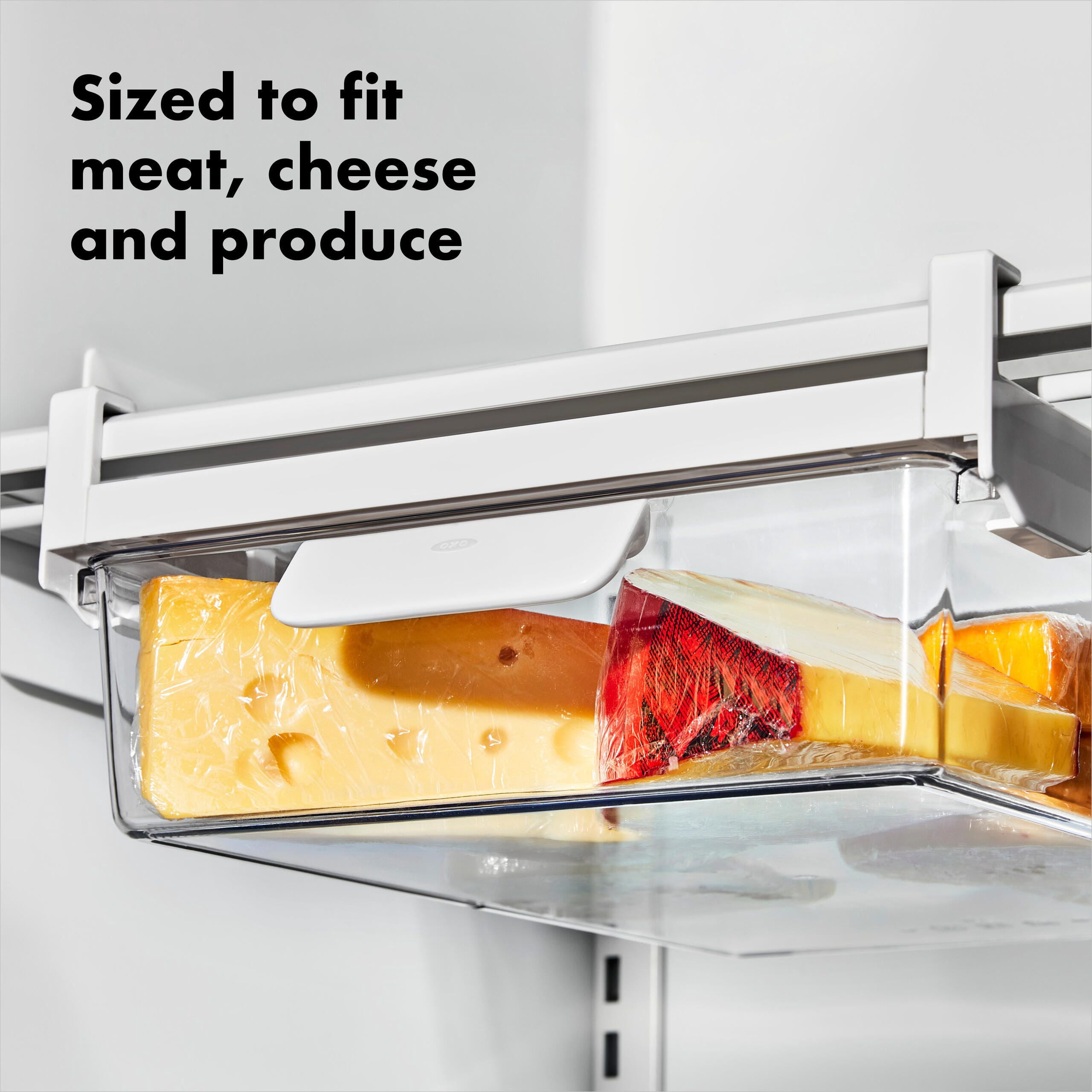 OXO Refrigerator Organizer Undershelf Drawer, 14-Inch Depth, Clear