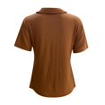 thumbnail image 5 of OSOLU Women T-Shirt Tshirts Tee Solid Color Button Up T-Shirt Short Sleeve Tee Tops Comfort Dailywear, 5 of 5