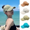 thumbnail image 2 of KMYY Women Baseball Hat Long Brim Face Letter Embroidery Empty Top Fasten Tape Sunscreen Adjustable Solid Color Sports Peaked Hat Headwear Gift, 2 of 8