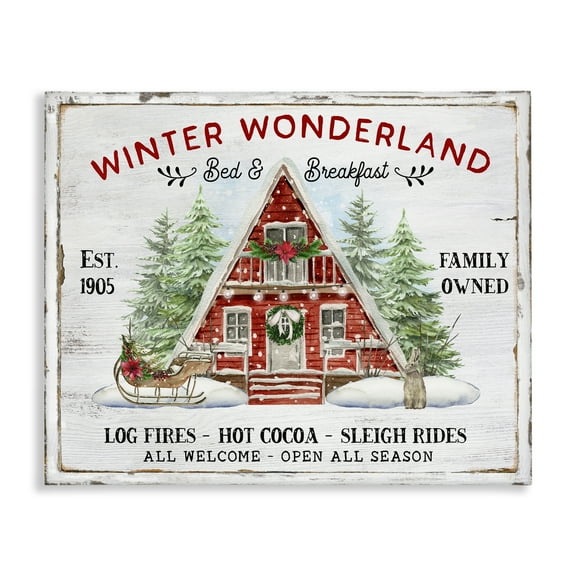 Stupell Industries Wonderland Christmas Cabin Holiday Painting Gallery Wrapped Canvas Art Prints Wall Art, 20 x 16