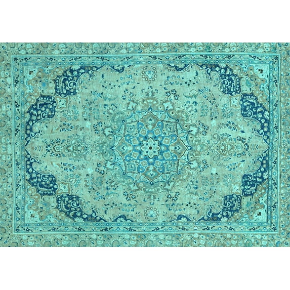 Ahgly Company Indoor Rectangle Abstract Light Blue Modern Area Rugs, 5' x 7'