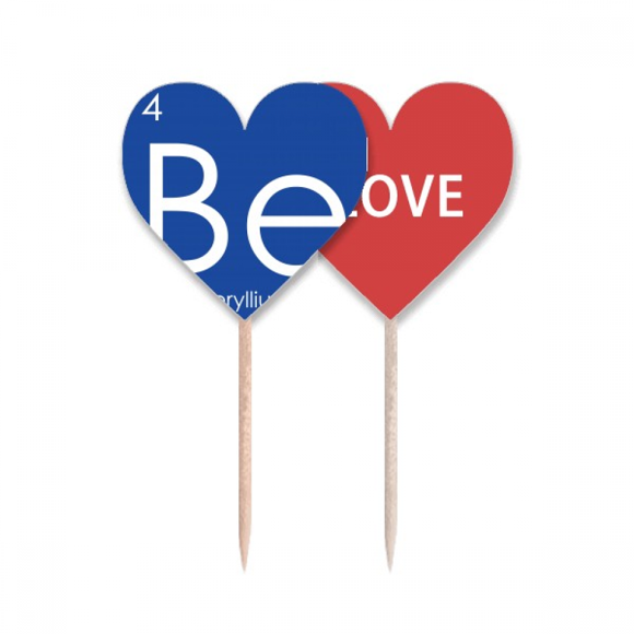Chestry Elements Period Table Alkaline Earth Metal Beryllium Be Toothpick Flag LOVE Heart Lable Cupcake Pick