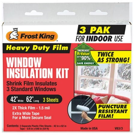 Window Insulation Kit, Indoors, Heavy Duty, 42 X 62