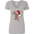 thumbnail image 3 of Inktastic Red and White Candy Cane Santa Christmas Funny Xmas Lights Women's V-Neck T-Shirt, 3 of 5