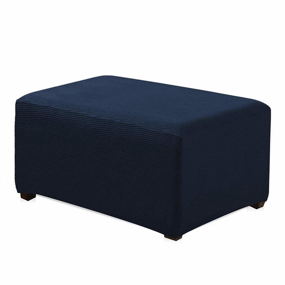 Enova Home Jacquard Polyester Stretch Fabric Oversized Ottoman Slipcover (Dark Blue)