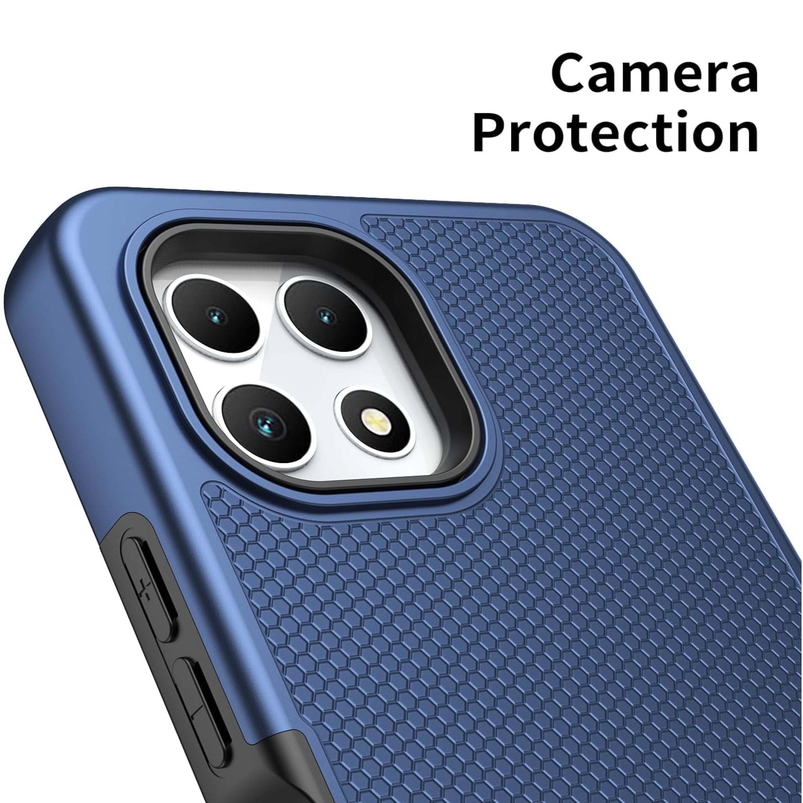 For TCL 50 XE 5G Dual Layer Slim & Tough Hybrid Shockproof Heavy Duty TPU Matte with Textured Rugged Shell Protection Phone Case Cover by Xpression - Blue Navy