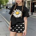 thumbnail image 3 of Auroural Toddler Girls Clothes 4T-5T Children's Summer Floral Printed Leisure Round Neck Short Sleeves Top and Shorts Two-Piece Set for Kids, 3 of 7
