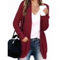 thumbnail image 3 of Women'S Long Sleeve Open Front Cardigan Chunky Knit Draped Sweaters Outwear Wine Red XL, 3 of 9