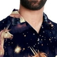 thumbnail image 5 of Starry Unicorn Men's Poplin Shirt, Casual Short Sleeve Printed Button Down Summer Beach Unisex Shirts, 5 of 6