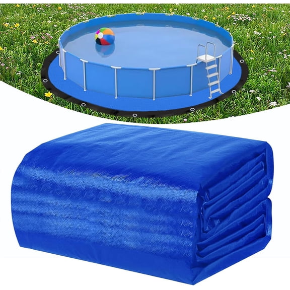 Pre-Cut 18Ft Round Pool Covers Tarps for Above Ground Pool, Waterproof Anti-Puncture Swimming Pool Ground Cloth Liner Pad UV Resistant Above Ground Pool Mat Under Pool with Metal Grommets