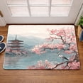 thumbnail image 5 of Japanese Style Cherry Blossom Mt. Fuji Crane Doormat, Non-Slip Rubber Back, Washable Flannel Rug for Indoor Outdoor, Living Room, Bedroom, Porch, Entryway, Kitchen, Bathroom, Office, Pet Mat, 5 of 10