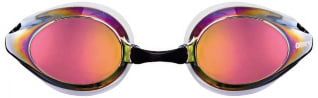 Arena Tracks Mirror Swimming Goggles in White-Red Copper-Black, Adjustable Size