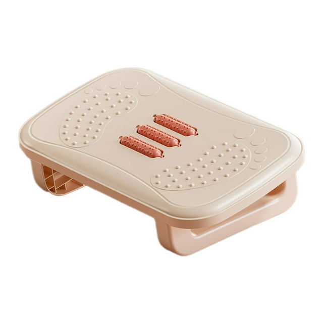jinwen Foot Rest Under Desk with Massage Rollers Ergonomic Computer Desk Foot Stool Khaki