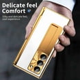thumbnail image 5 of Dteck for Samsung Galaxy Z Fold 6 2024 Case with Built in Screen Protector, Aluminum Alloy Kickstand Case with Pen, Removable Hinge Protection Holder Full Body Protective Cover,Silver + Dark Gold, 5 of 7