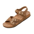 thumbnail image 2 of Cork Footbed Women's Summer Sandals, Open Toe Casual Walking Sandals, Women's Beach Outdoor Sandals, Women's Buckle Strap Sandals Cork Footbed Open Toe Adjustable Casual Summer Shoes, Brown 5.5, 2 of 6