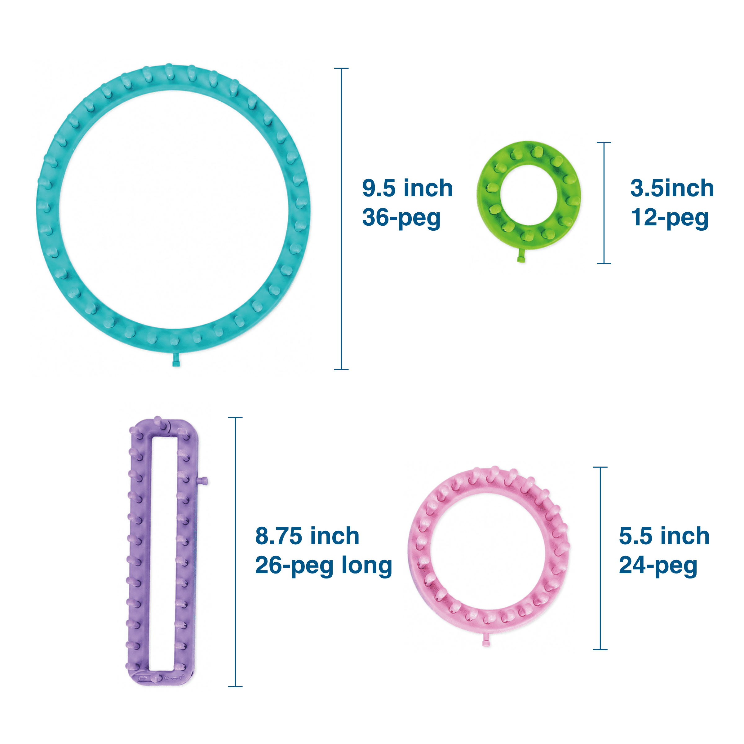 Hello Hobby Assorted Plastic Knitting Loom Kit, 6-Piece Set
