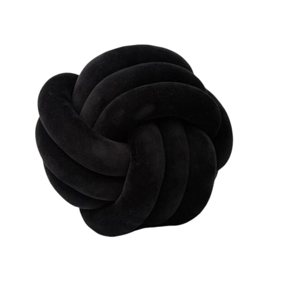 Black 3 Strand Knotted Round Ball Throw Pillow Soft Comfort Decorative Cushion For Living Room Bedroom Daily Rest
