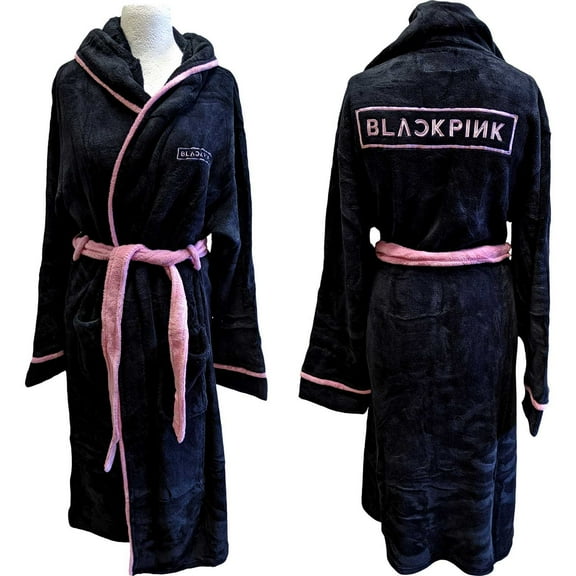 Men's BlackPink Logo Bath Robe Small/Medium Black