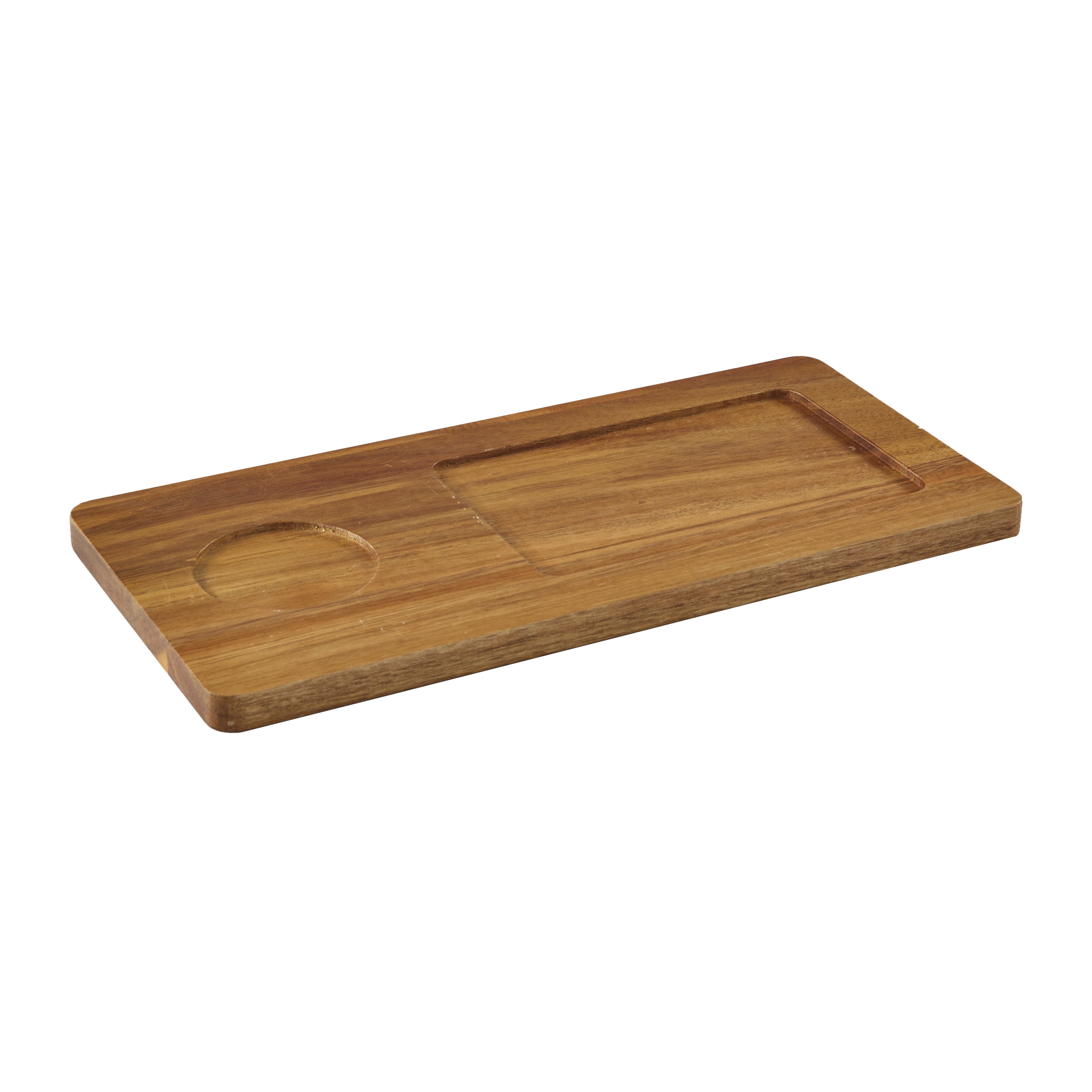(4 pack) Better Homes & Gardens Ceramic Chip Dip Bowl with Acacia Tray, Natural Wood Color, 13.5x6.5x2.99 in