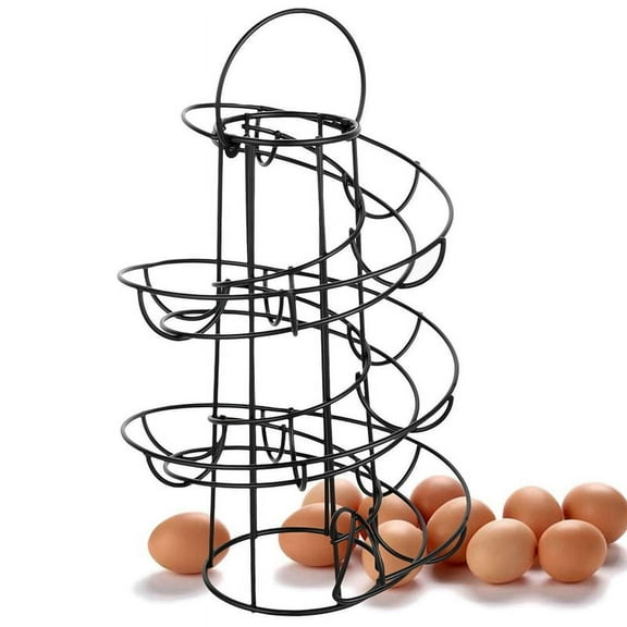 Kitchen Egg Rack, Spiral Basket, Iron Practical Storage Rack Black