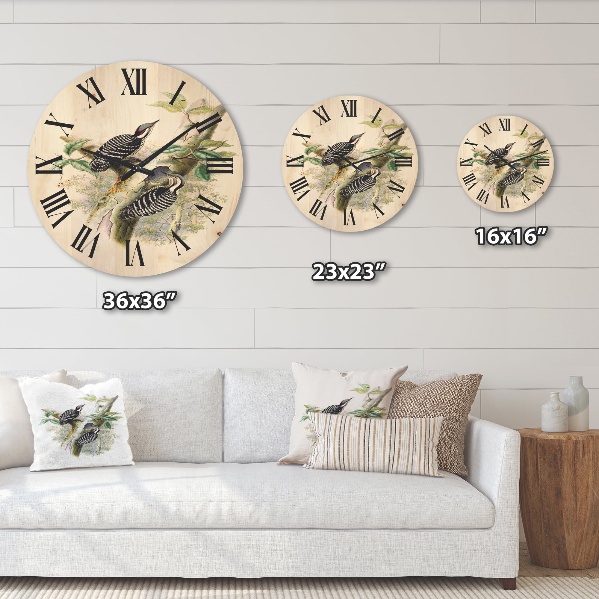 Designart 'Ancient Birds In The Wild V' Traditional Wood Wall Clock