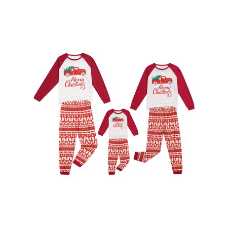 

Afunbaby Christmas Family Matching Parent-child Pajamas Short Sleeve T-shirt Romper Printed Pants 2PCS Christmas PJs