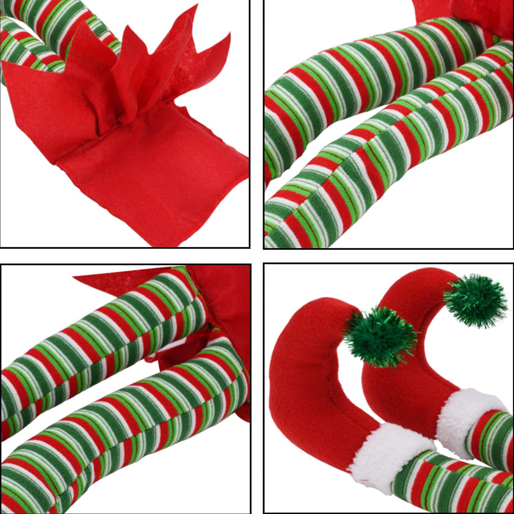 OUNONA 2 Pièces Jambe De Père Noël Pour Coffre Décoration De Costume De Voiture De Noël Jambes De Père Suspendues Pieds En Peluche Qui Sortent Du Coffre Ornement D'arbre De