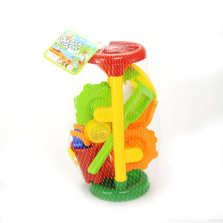 Double Sand Wheel Beach Toy Set With Bucket Shovels Rakes