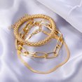 thumbnail image 2 of Womens Gold Plated Bracelet Set Multi-Layer Snake Bone Chain and Geometric Design with Gems Electroplated Finish, 2 of 6