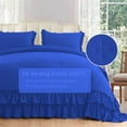 thumbnail image 3 of 3 Piece Luxury 5 Inch Two Layer Ruffle Comforter 550 GSM All Season (King/Cal King Size) Premium Super Soft - 800 TC, 100% Egyptian Cotton- Solid Royal Blue Colour, 3 of 7