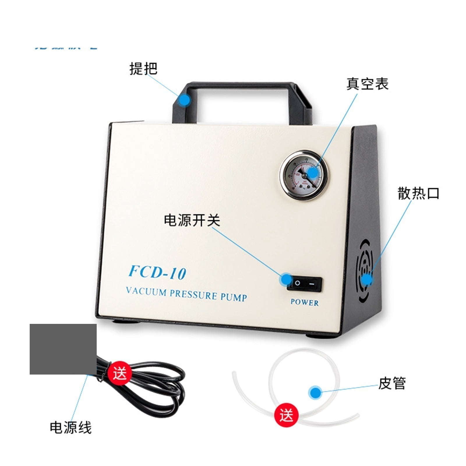 Laboratory Vacuum Pump FCD-10 Pressure Oil-free Vacuum Pump Portable Oil-free Diaphragm Vacuum Pump ,Easy to Operate