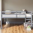 thumbnail image 2 of Tcbosik Low Loft Bed Full Size, Wood Bed Frame with Built-in Ladder and Full Length Guardrail for Bedroom, Grey, 2 of 9