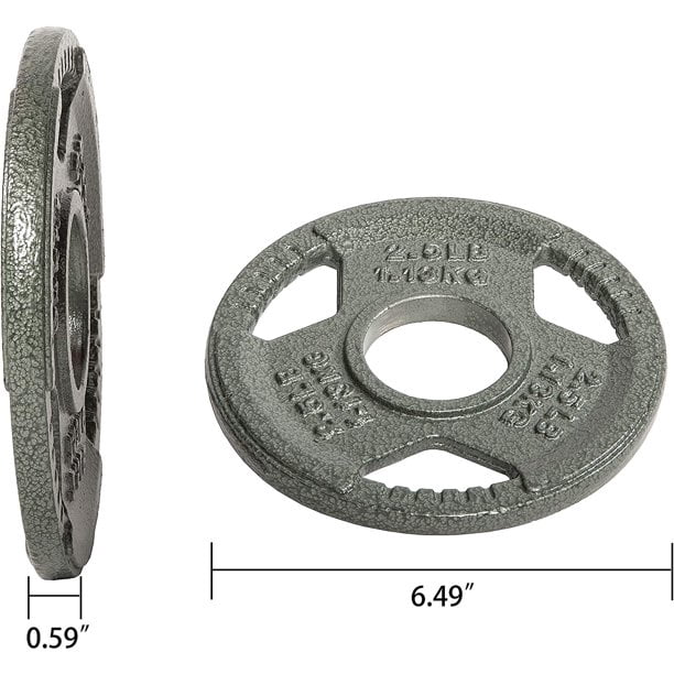 BalanceFrom Weight Plates, 1-Inch or 2-Inch center hole, 2.5-45 lbs, Tri-Grip, Labeled in LB & KG, Black Enamel Finish