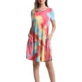 thumbnail image 2 of Women Casual Tie Dye Crewneck Short Sleeve Pockets Swing T-Shirt Dress, 2 of 2