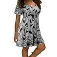 thumbnail image 1 of Nouvelle Robe Courte Imprimée Florale 3D pour Femmes Grande Taille Casual Robes Bleues à Manches Courtes, 1 of 3
