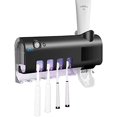 thumbnail image 1 of Soporte para cepillos de dientes con función de esterilizador ultravioleta con luz LED, ranura principal para 4 cepillos de dientes + dispensador de pasta de dientes, negro, 4 tazas TUNC Sencillez, 1 of 5