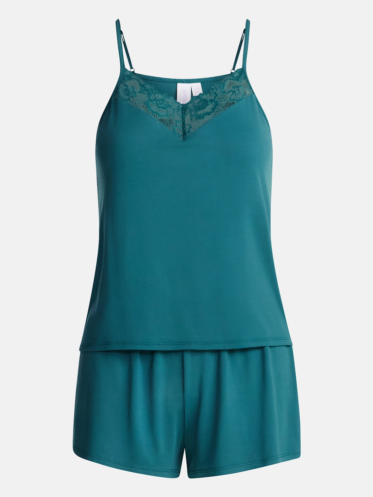 Joyspun Women’s Dreamy Soft Collection Lace Trim Knit Cami and Shorts Set, Sizes XS-3X