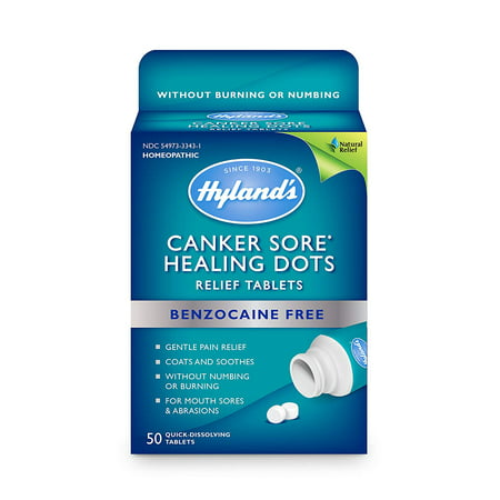 Hyland's Canker Sore Treatment, Natural Pain Relief of Mouth Ulcers and Oral Irritation, Healing Dots Tablets, 50 Count, SAFE AND NON-HABIT FORMING: Our.., By Hylands (Best Pain Relief For Mouth Ulcers)