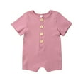 thumbnail image 2 of Infant Newborn Baby Boy Girl Rompers Solid Button Jumpsuit Sunsuit Short Sleeve Summer Baby Clothes, 2 of 4