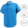thumbnail image 3 of Tuna Men's Fishing UPF 50+ Sun Protection Anti-Static Waterproof Breathable Quickly Dry Hiking Short Sleeve Shirts Vivid Blue 13 4X-Large, 3 of 8