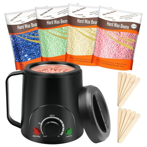 Pinkiou Portable Wax Kit for Hair Removal Wax Warmer with Wax Beans for Bikini Full Body Face Eyebrows Legs Armpit Hair Removal Design for Sensitive Skin