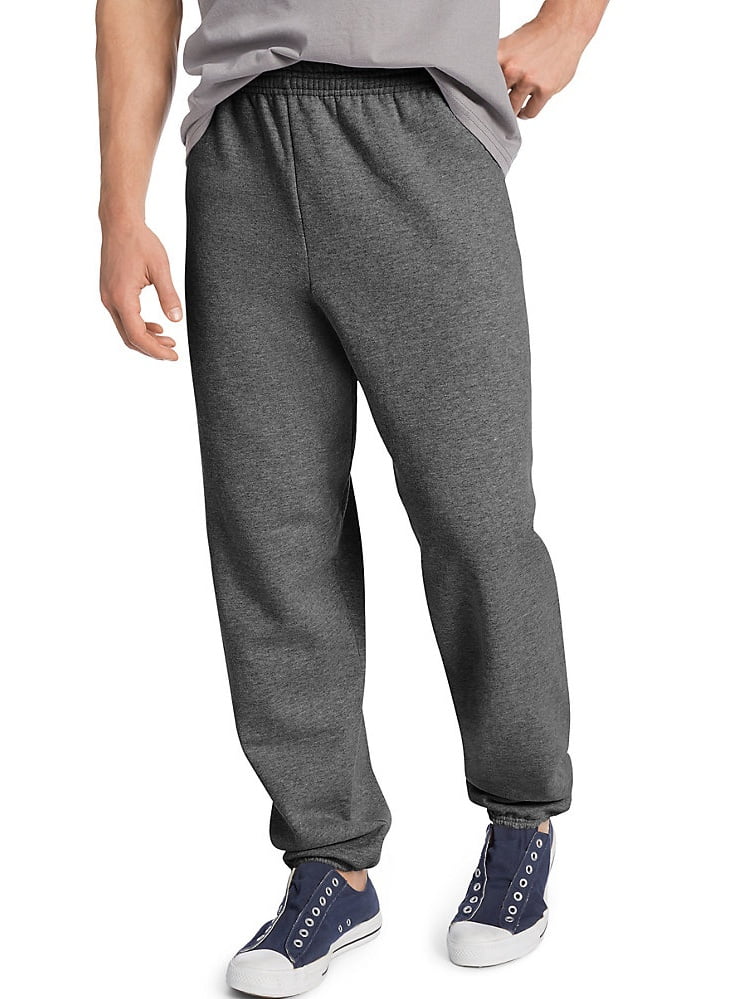 hanes men's ecosmart open leg fleece pant with pockets