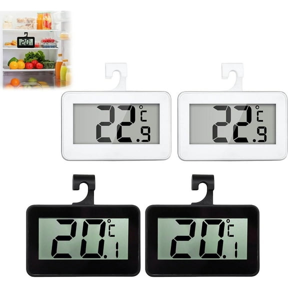Digital refrigerator thermometer,set of 4 refrigerator thermometers with LCD screen, refrigerator thermometer,thermometer with frost alarm, freezer thermometer