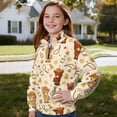 thumbnail image 3 of Uorisanigo Girls Sweatshirts Fall Fashion Long Sleeve Pullover Shirts Tops Oversized Cowboy Horse Print Quarter-Zip Pullover Jacket for Sports and Daily Wear Outerwear Jacket, 3 of 7
