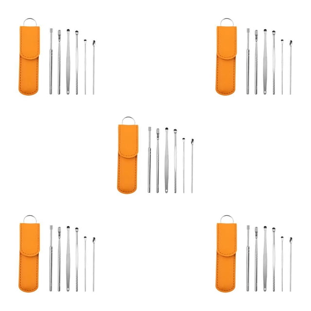 Soidarity 6 unids/set de palillos para los oídos de acero inoxidable, Kit de removedor de cera para los oídos, cureta pulida portátil de Type2 NO2
