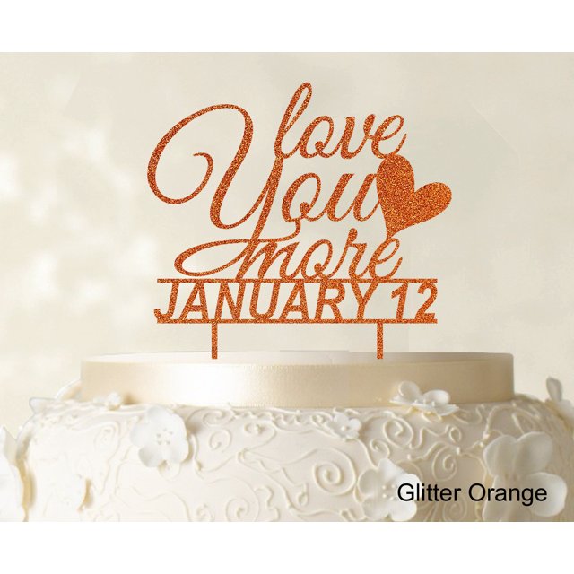 Love You More Wedding Cake Topper Personalized Glitter Cake Topper Cake Decorations Color Option Available 6-7 Inches Wide